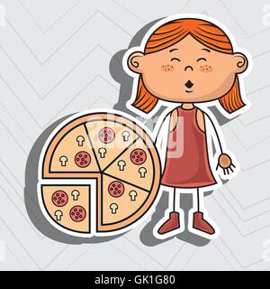 Fast food pizza girl Illustration de Vecteur