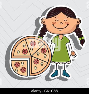 Fast food pizza girl Illustration de Vecteur