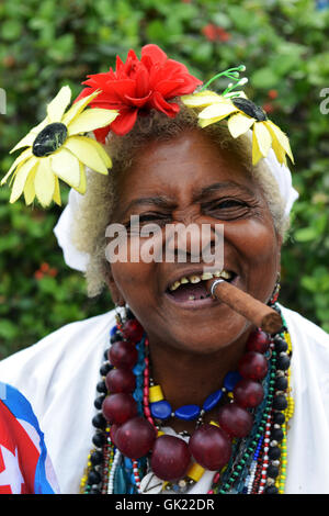 Portrait d'une vieille femme cubaine. Banque D'Images