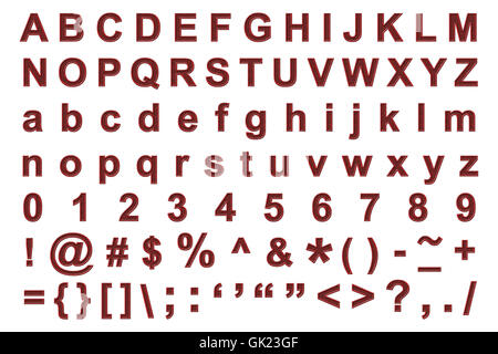 Alphabet métal avec texture grunge ,trou à l'intérieur et emboss style bordure isolated on white Banque D'Images