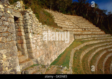 Ca. 1980-1995 --- Stone de terrasses à l'ancien site Inca de Huinay Huayna qui se trouve juste à côté de l'Inca, le Pérou. | Localisation Banque D'Images
