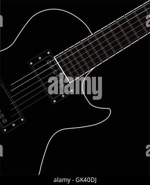 Close up de la guitare rock and roll définitif en noir et blanc Illustration de Vecteur
