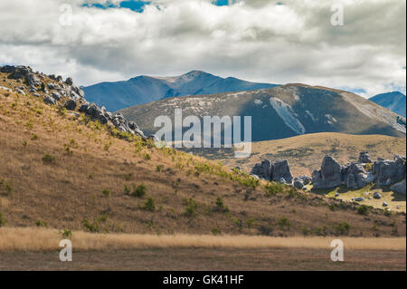 Paysage étrange de la colline du Château dans les Alpes du Sud, Arthur's Pass, île du sud de la Nouvelle-Zélande Banque D'Images