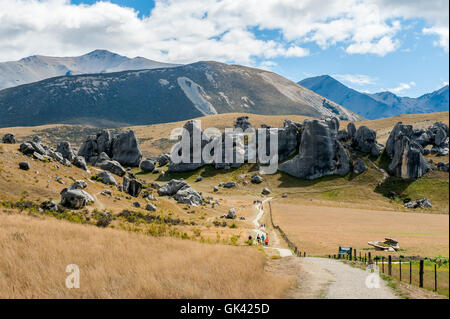 Paysage étrange de la colline du Château dans les Alpes du Sud, Arthur's Pass, île du sud de la Nouvelle-Zélande Banque D'Images