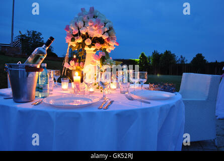 Verre de table romantique Banque D'Images