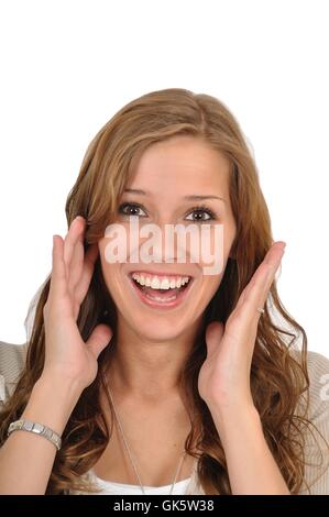 Jeune femme criant Banque D'Images