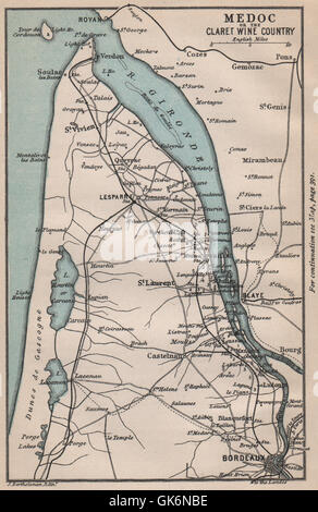 Région viticole du Médoc ou CLARET St Julien Pauillac Margaux Gironde Bordeaux 1885 site Banque D'Images