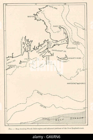 42289 Carte montrant la région de Woods Hole et portions adjacentes de la côte de la Nouvelle-Angleterre Banque D'Images