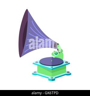 Flat Vector vieux gramophone en eps Illustration de Vecteur