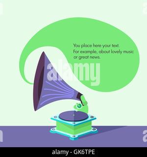 Flat Vector vieux gramophone en eps Illustration de Vecteur