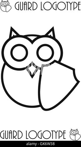 Logo vectoriel owl avec shell, symbole de la sécurité de l'éducation Illustration de Vecteur