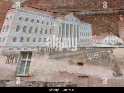 Peinture murale sur von Bock's house. Tartu, Estonie. Banque D'Images