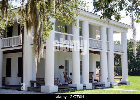 Florida Ellenton, parc national historique Gamble Plantation, manoir d'avant-guerre, registre national des lieux historiques, architecture de renouveau dorique, rocking c Banque D'Images