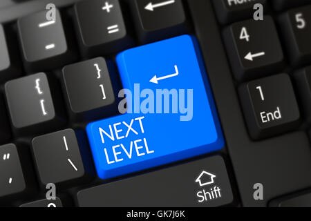Prochain niveau bleu sur le bouton Clavier. Banque D'Images