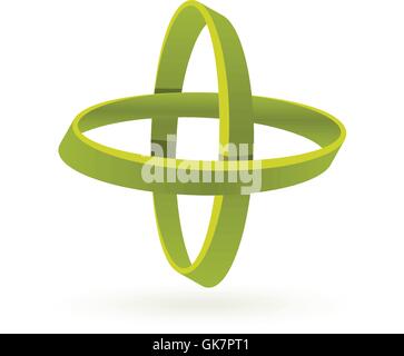 Couleur vert isolés cross logo Vector. Résumé des cercles sur le fond blanc. Les éléments de géométrie. Le mouvement des atomes. Illustration de Vecteur