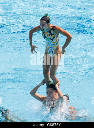 Rio de Janeiro, Brésil. 19 août, 2016. L'équipe chinoise au cours de la natation synchronisée aux Jeux Olympiques de Rio en 2016 tenue à l'Maria Lenk Centre aquatique. Non disponible pour l'attribution de licences en Chine (Photo : Marcelo Machado de Melo/Fotoarena) Crédit : Foto Arena LTDA/Alamy Live News Banque D'Images