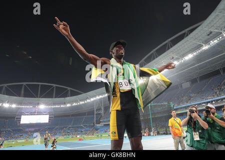 Rio de Janeiro, Rio de Janeiro, Brésil. Août 19, 2016. RJ - JEUX OLYMPIQUES/ATHLETICS - Jamaïque l'équipe du relais 4 x 100 m de la Finale des Jeux Olympiques de Rio 2016 au Stade olympique (EngenhÃ£o), à Rio de Janeiro (Brésil), le vendredi : Geraldo Bubniak Crédit/ZUMA/Alamy Fil Live News Banque D'Images