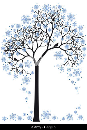 Neige arbre hiver Banque D'Images