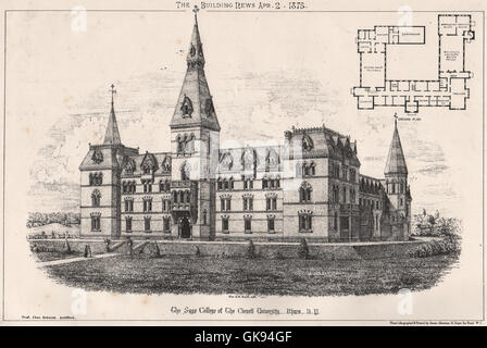 Sage College, Cornell University, Ithaca, New York ; Chas Babcock Architecte, 1875 Banque D'Images