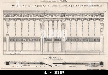 Jubé en chêne, Saint John Church, Leeds ; RIBA Médaille d'argent. Le Yorkshire, 1875 Banque D'Images