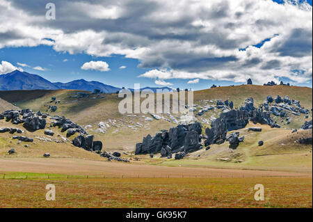 Paysage étrange de la colline du Château dans les Alpes du Sud, Arthur's Pass, île du sud de la Nouvelle-Zélande Banque D'Images