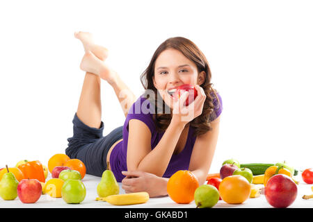 Alimentation saine - jeune femme avec des fruits Banque D'Images