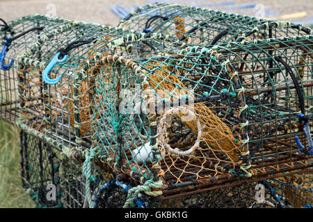 Des casiers à homard à Suffolk en Angleterre Sizewell Banque D'Images