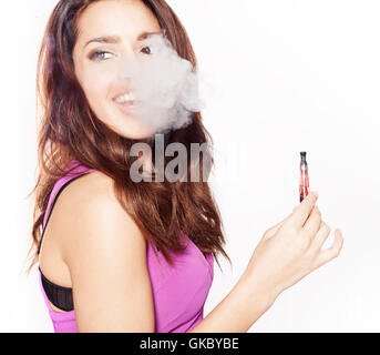Femme brune cigarette Banque D'Images