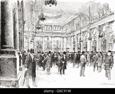 L'intérieur de la Royal Exchange, Manchester, Angleterre au xixe siècle. Banque D'Images