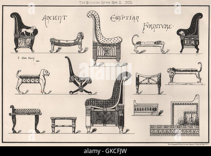 Ancient Egyptian mobilier, antique print 1875 Banque D'Images