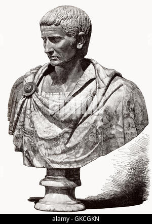 Trajan, Marcus Ulpius Traianus, Imperator Caesar Divi Nervae filius Nerva Traianus Augustus ; 53 - 117, empereur romain de 98 unt Banque D'Images