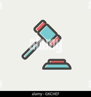 L'icône de la ligne mince Gavel Illustration de Vecteur