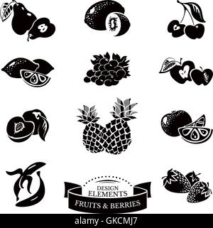Icon Set de fruits et de baies Illustration de Vecteur