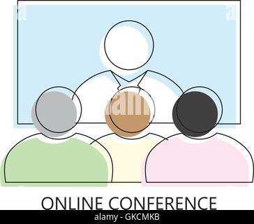 L'icône de la ligne fine de la communication d'entreprise conférence marketing promo Illustration de Vecteur