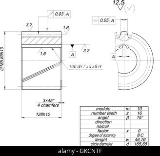 Croquis de la roue avec un diamètre de cercle Illustration de Vecteur