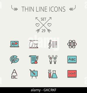 L'éducation fine ligne icon set. Illustration de Vecteur