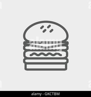 Burger double sur l'icône de la ligne mince Illustration de Vecteur
