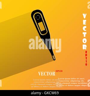 Thermomètre médical. Télévision web moderne avec bouton long shadow et l'espace pour votre texte. Illustration de Vecteur