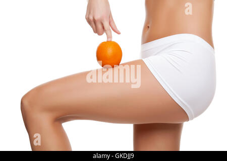 Orange jambes Femme Banque D'Images
