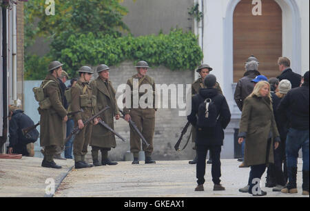 Christopher Nolan dirige le film de guerre Dunkerque sur les plages de Dunkerque à l'endroit exact où il y a 76 ans cette semaine, 100 000 ont été évacués. Doté d''atmosphère : où : Dunkerque, France Quand : 23 mai 2016 Banque D'Images