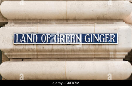 Terre de gingembre vert signe, Kingston Upon Hull, Yorkshire, Angleterre, Royaume-Uni Banque D'Images