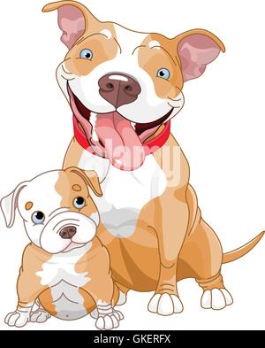 La mère de pit-bull et cub Illustration de Vecteur