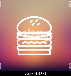 Burger double sur l'icône de la ligne mince Illustration de Vecteur