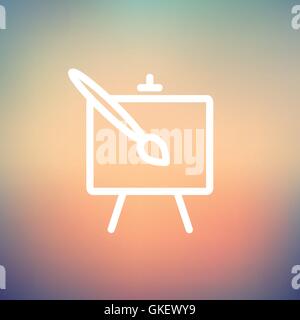 Graphique et un pinceau sur l'icône de la ligne mince Illustration de Vecteur