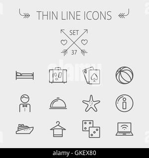 Billet fine ligne icon set Illustration de Vecteur