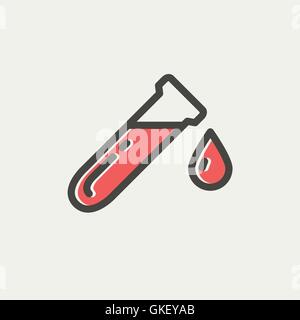 Tube à essai avec de l'eau goutte sur l'icône de la ligne mince Illustration de Vecteur