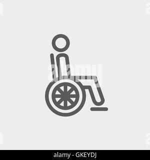 Personne handicapée l'icône de la ligne mince Illustration de Vecteur