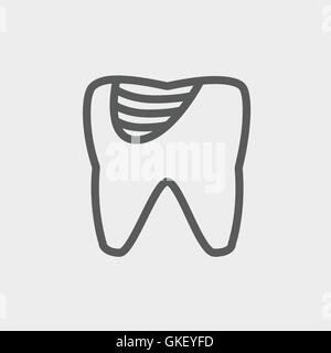 La carie dentaire l'icône de la ligne mince Illustration de Vecteur