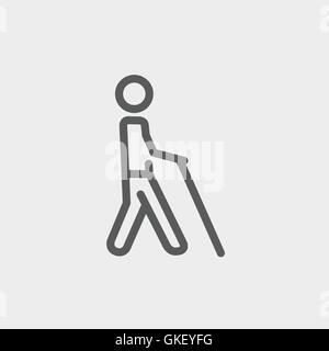 L'homme avec l'icône de la ligne mince bâton Illustration de Vecteur