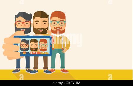 Trois hommes en tenant. selfies Illustration de Vecteur